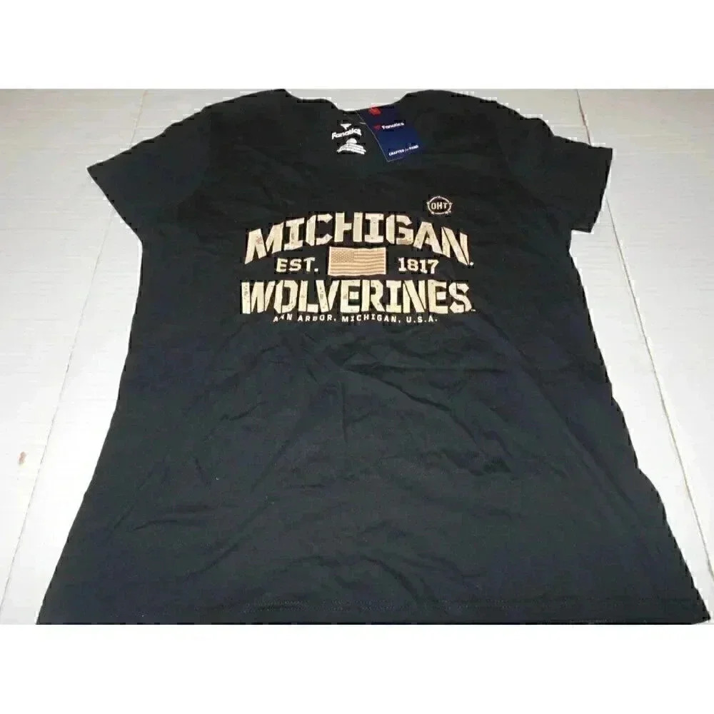 NWT Womens Black Michigan Wolverines OHT Military Appreciation T Shirt Large